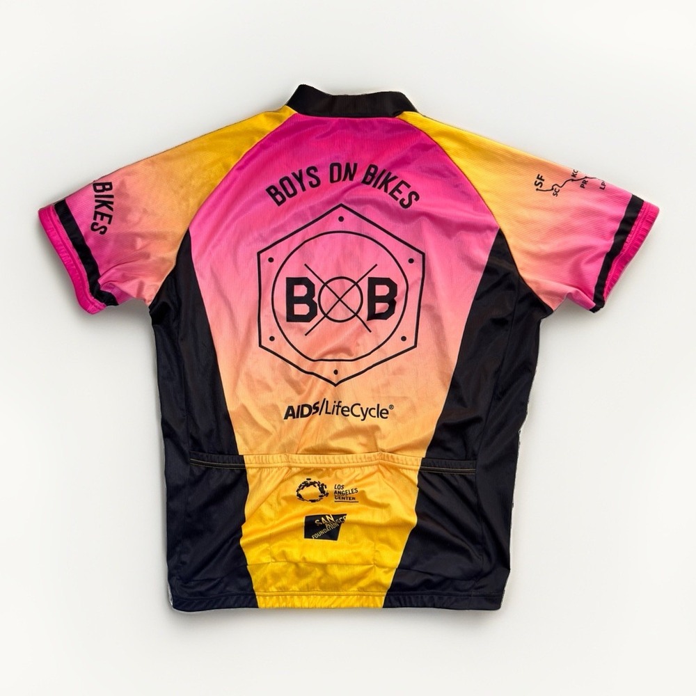 Primal Men's XL AIDS/LifeCycle Boys On Bikes Cycling Jersey Pink Black - Picture 2 of 4